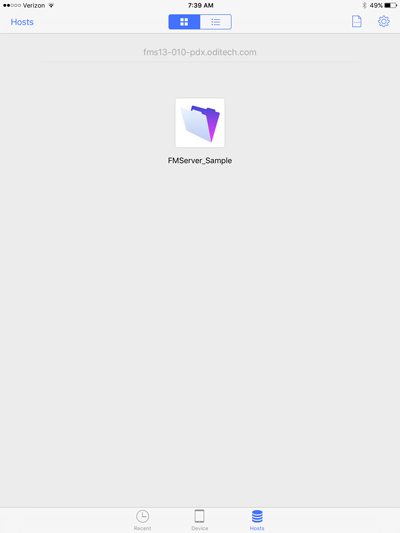 FileMaker Go Database List